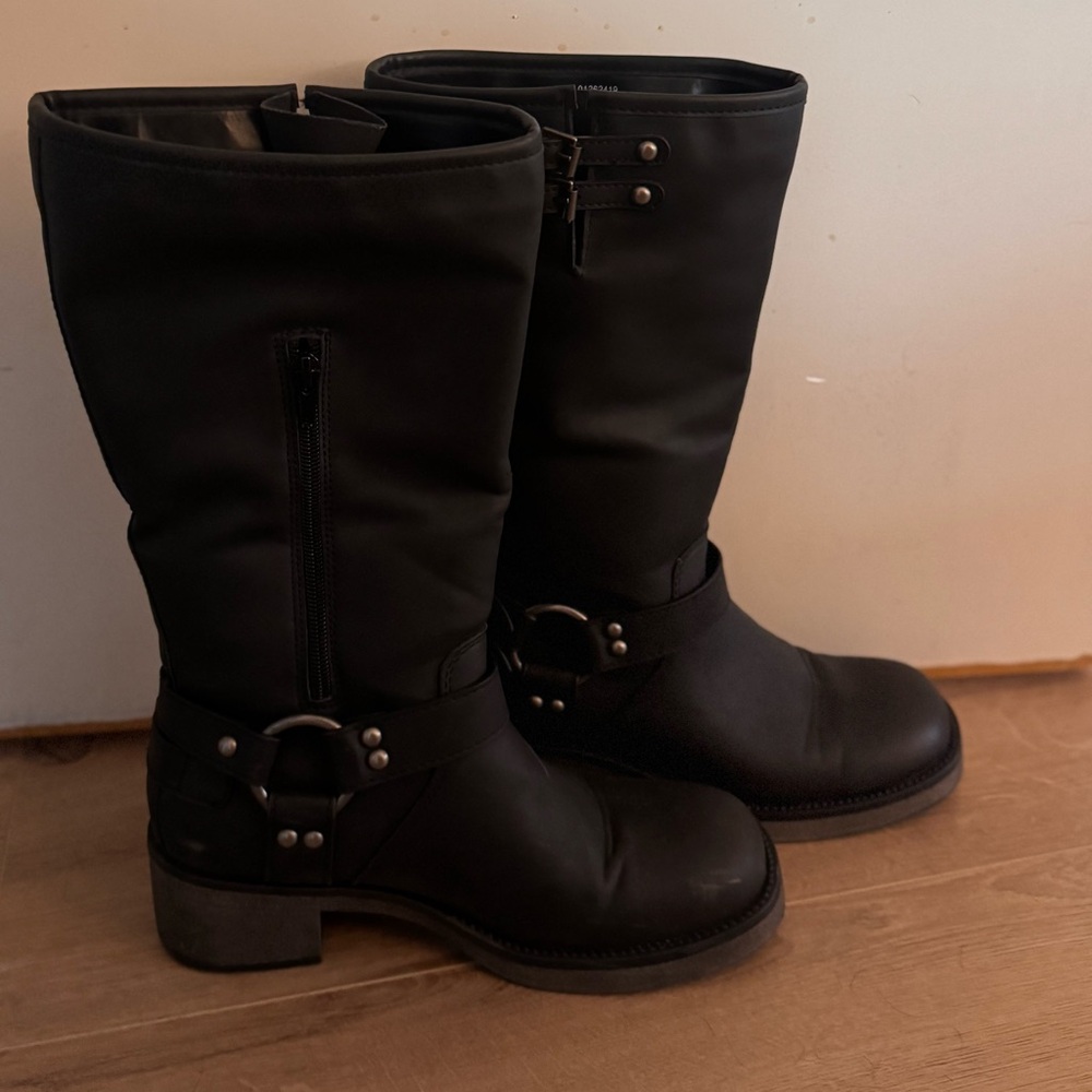 Faux Leather Biker Boots